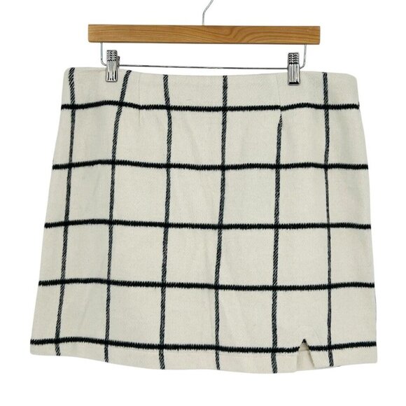 Lulu's Flannel Window Pane Plaid Mini Skirt‎ Women's Size XL Off White Black NWT - Picture 4 of 13